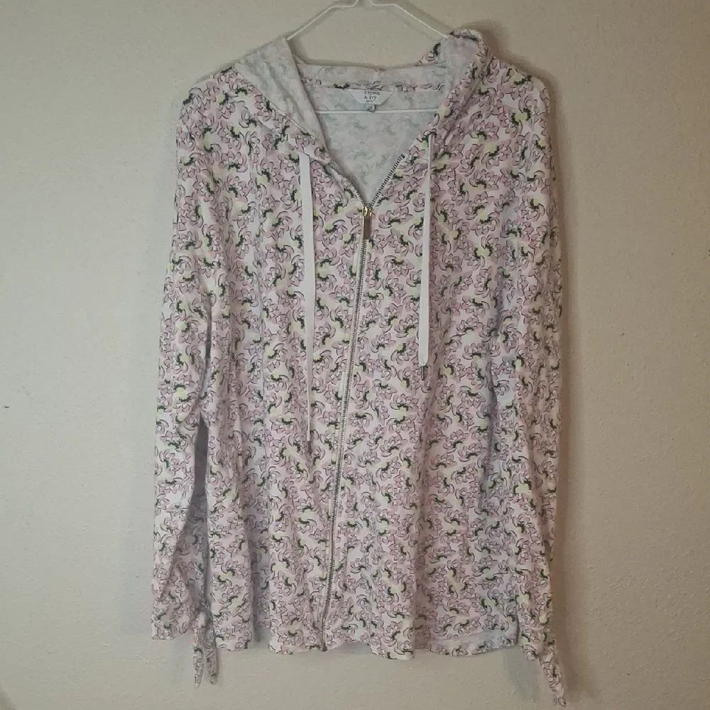Crown & Ivy Floral Print Hooded Jacket size 2X